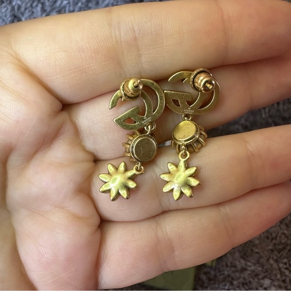 New Gucci GG embellished drop earrings with box - Picture 6 of 7